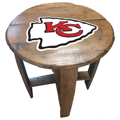 Imperial Kansas City Chiefs Oak Barrel Table