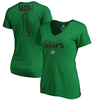 Women's Kelly Green Dallas Stars #1 Mom V-Neck T-Shirt