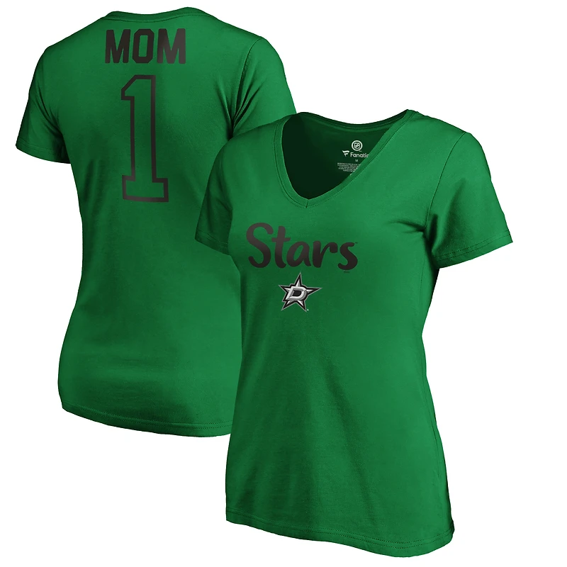 Women's Kelly Green Dallas Stars #1 Mom V-Neck T-Shirt
