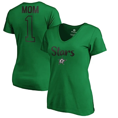 Women's Kelly Green Dallas Stars #1 Mom V-Neck T-Shirt