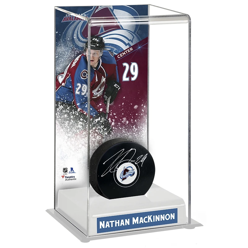 Nathan MacKinnon Colorado Avalanche Autographed Puck with Deluxe Tall Hockey Puck Case