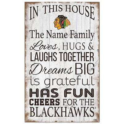 Chicago Blackhawks Personalized 11" x 19" In This House Sign