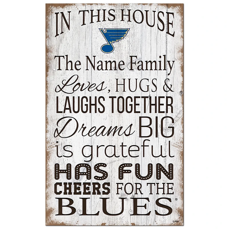St. Louis Blues Personalized 11" x 19" In This House Sign