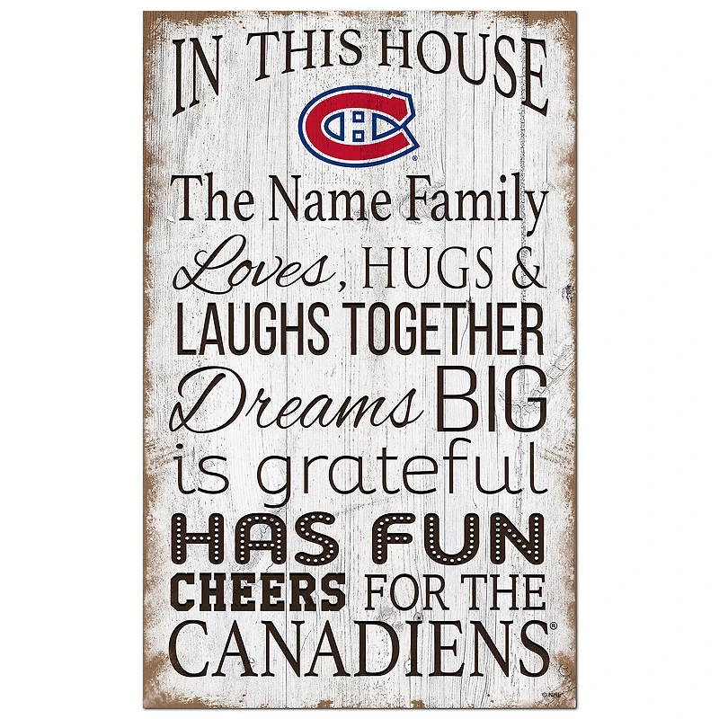 Montreal Canadiens Personalized 11" x 19" In This House Sign