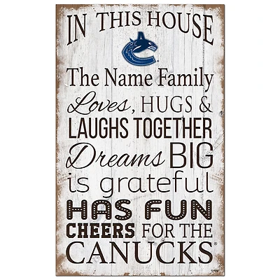 Vancouver Canucks Personalized 11" x 19" In This House Sign