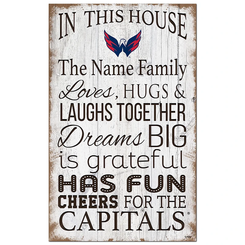 Washington Capitals Personalized 11" x 19" In This House Sign