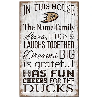 Anaheim Ducks Personalized 11" x 19" In This House Sign