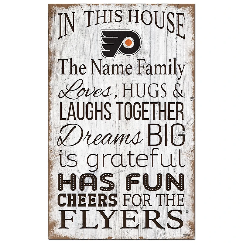 Philadelphia Flyers Personalized 11" x 19" In This House Sign