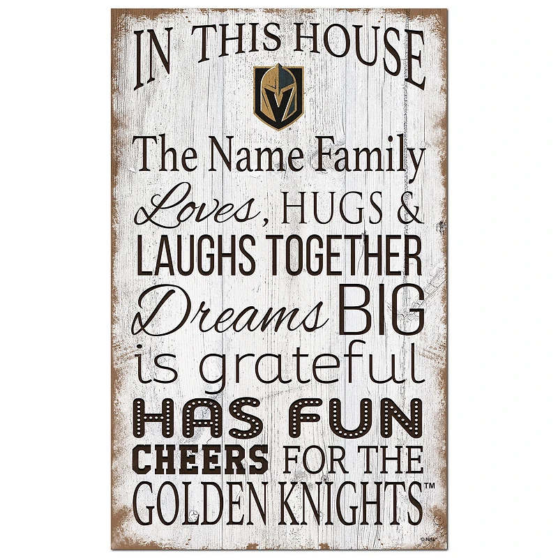 Vegas Golden Knights Personalized 11" x 19" In This House Sign
