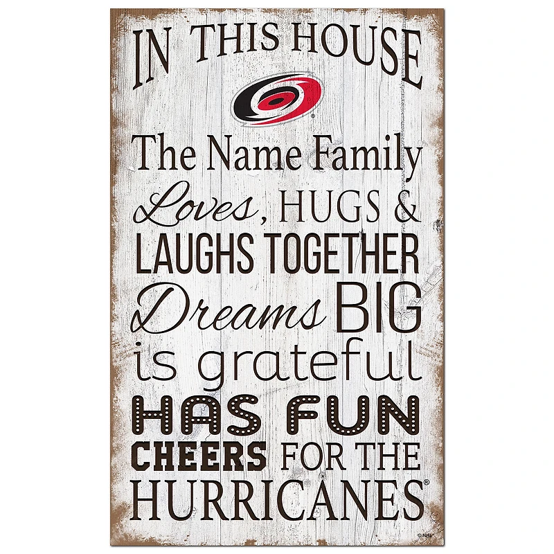 Carolina Hurricanes Personalized 11" x 19" In This House Sign