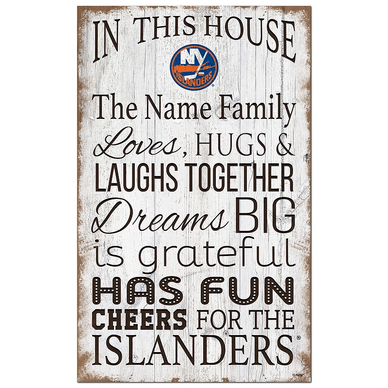 New York Islanders Personalized 11" x 19" In This House Sign