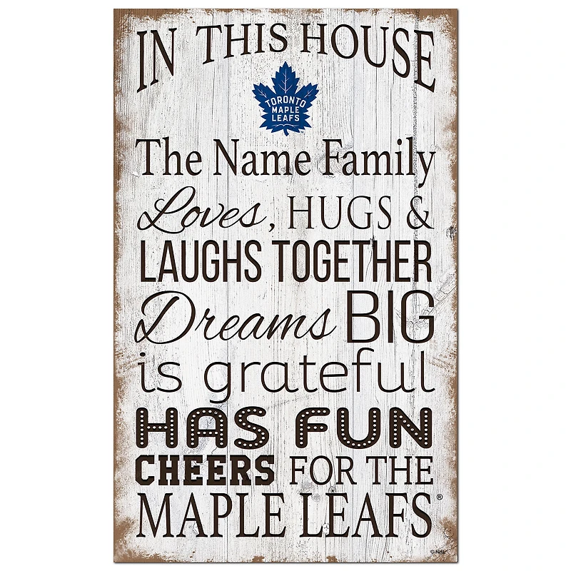 Toronto Maple Leafs Personalized 11" x 19" In This House Sign