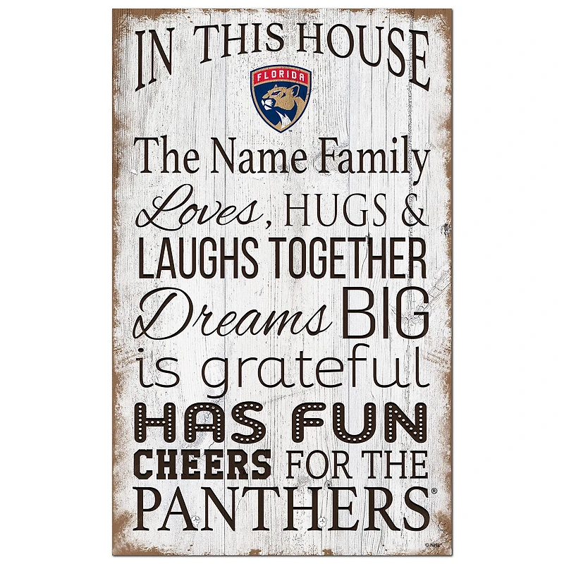 Florida Panthers Personalized 11" x 19" In This House Sign