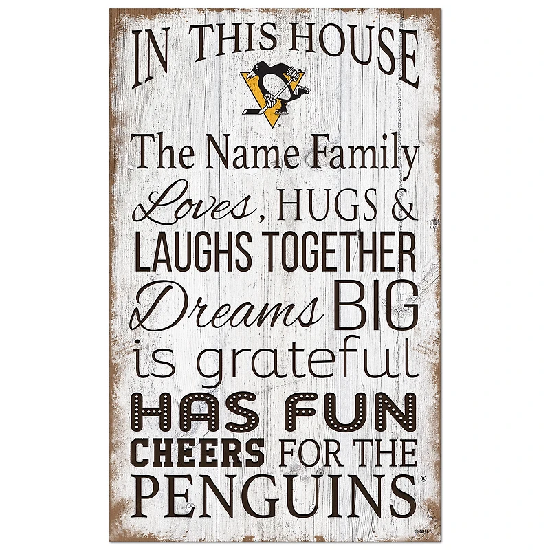 Pittsburgh Penguins Personalized 11" x 19" In This House Sign