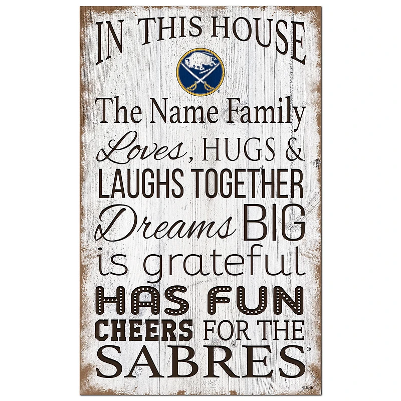 Buffalo Sabres Personalized 11" x 19" In This House Sign
