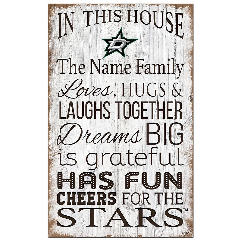 Dallas Stars Personalized 11" x 19" In This House Sign