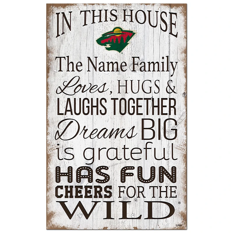 Minnesota Wild Personalized 11" x 19" In This House Sign