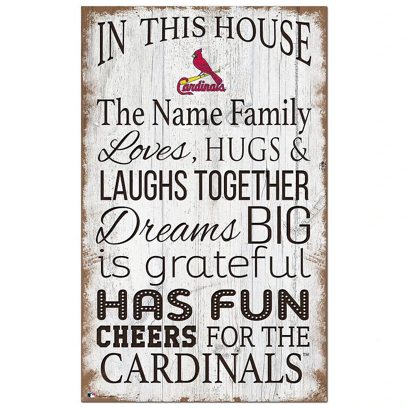 St. Louis Cardinals Personalized 11" x 19" In This House Sign