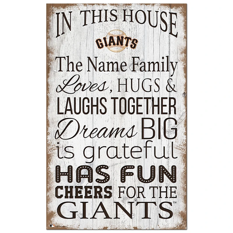 San Francisco Giants Personalized 11" x 19" In This House Sign