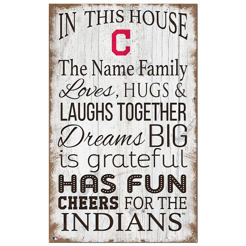 Cleveland Indians Personalized 11" x 19" In This House Sign
