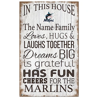 Miami Marlins Personalized 11" x 19" In This House Sign