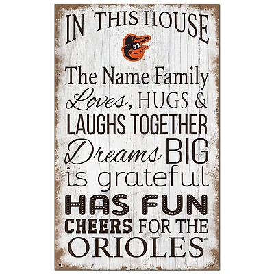 Baltimore Orioles Personalized 11" x 19" In This House Sign