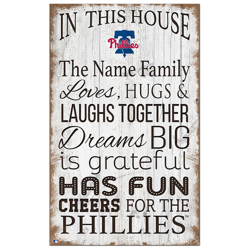 Philadelphia Phillies Personalized 11" x 19" In This House Sign