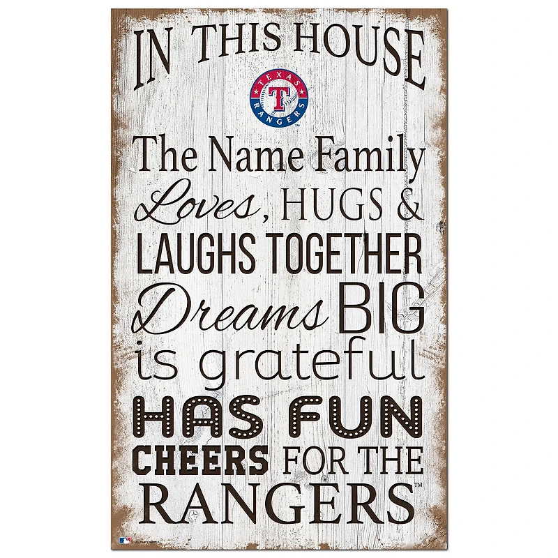 Texas Rangers Personalized 11" x 19" In This House Sign