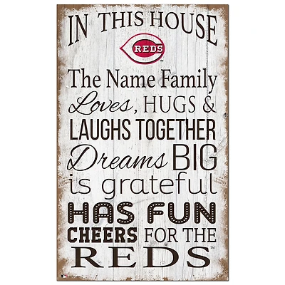 Cincinnati Reds Personalized 11" x 19" In This House Sign