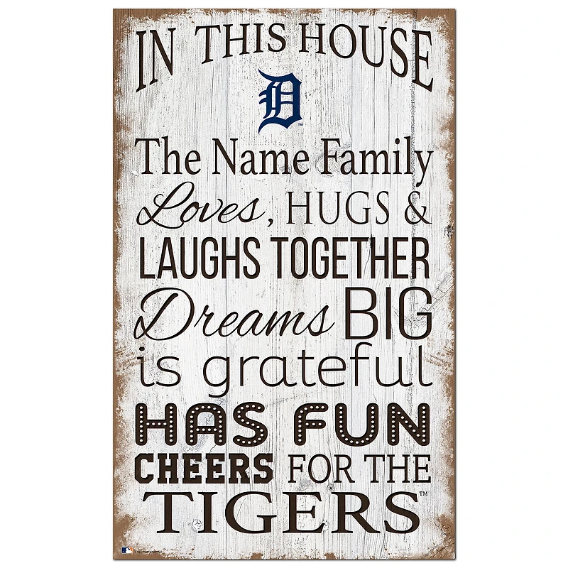 Detroit Tigers Personalized 11" x 19" In This House Sign