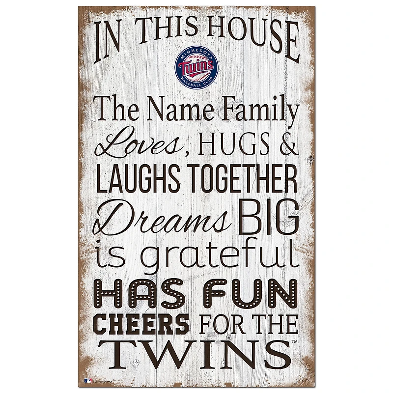 Minnesota Twins Personalized 11" x 19" In This House Sign