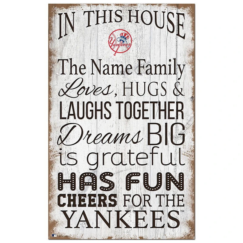 New York Yankees Personalized 11" x 19" In This House Sign