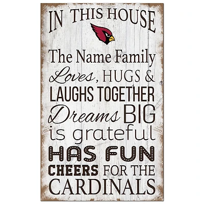 Arizona Cardinals Personalized 11" x 19" In This House Sign