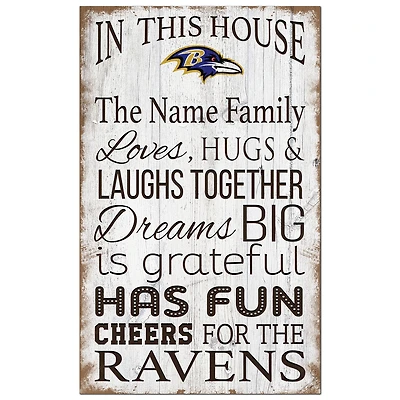 Baltimore Ravens Personalized 11" x 19" In This House Sign