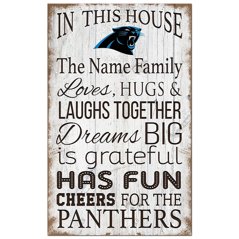 Carolina Panthers Personalized 11" x 19" In This House Sign