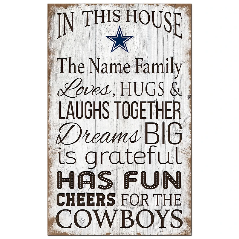 Dallas Cowboys Personalized 11" x 19" In This House Sign
