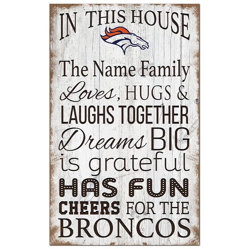 Denver Broncos Personalized 11" x 19" In This House Sign