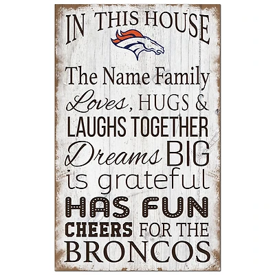 Denver Broncos Personalized 11" x 19" In This House Sign
