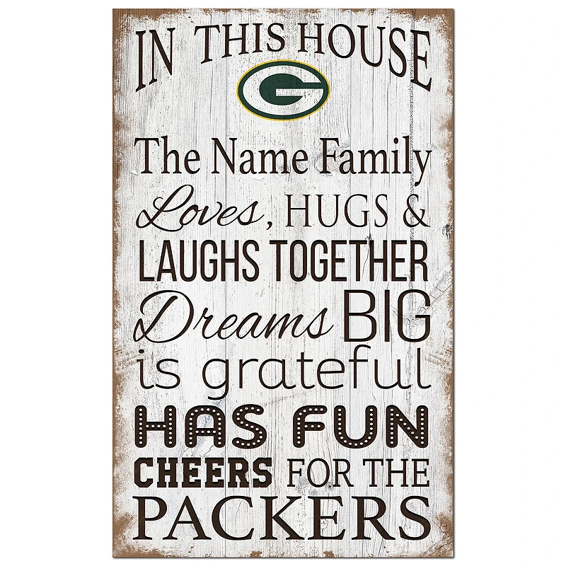 Green Bay Packers Personalized 11" x 19" In This House Sign