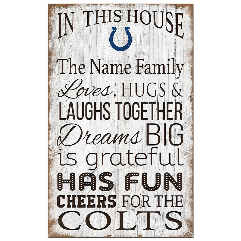 Indianapolis Colts Personalized 11" x 19" In This House Sign