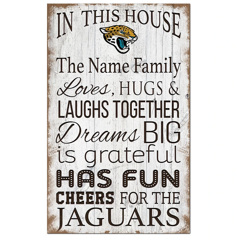 Jacksonville Jaguars Personalized 11" x 19" In This House Sign