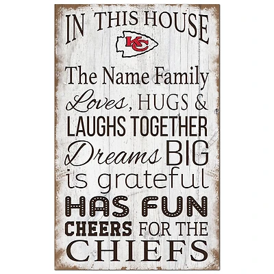 Kansas City Chiefs Personalized 11" x 19" In This House Sign