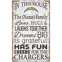 Los Angeles Chargers Personalized 11" x 19" In This House Sign