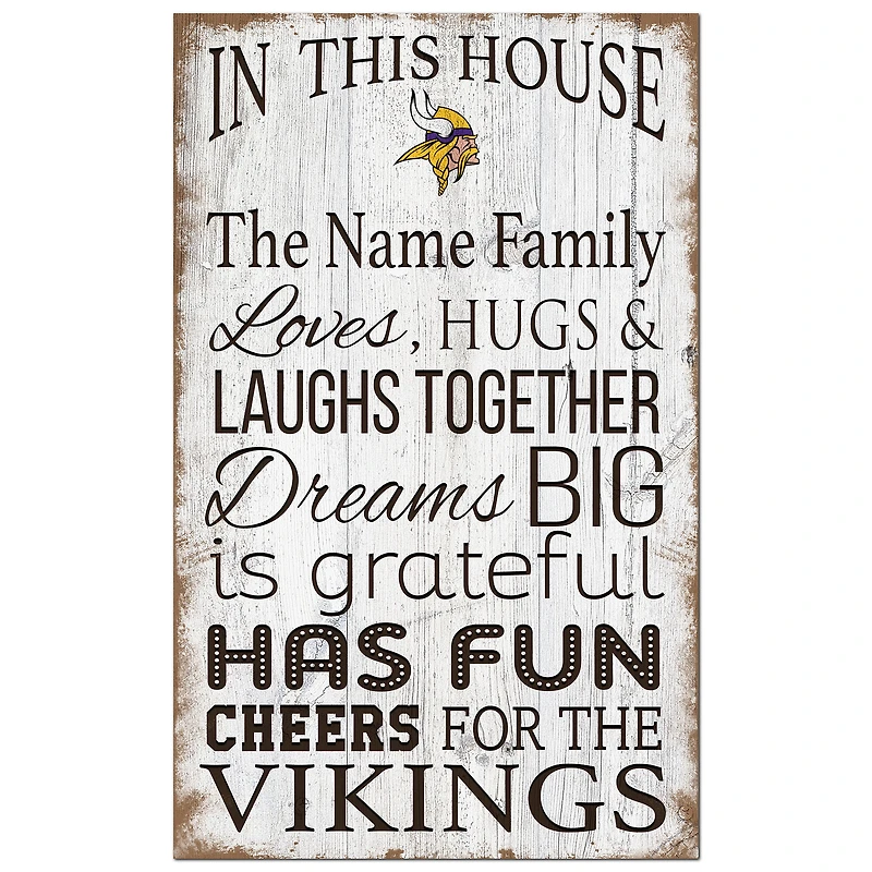 Minnesota Vikings Personalized 11" x 19" In This House Sign
