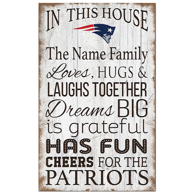 New England Patriots Personalized 11" x 19" In This House Sign