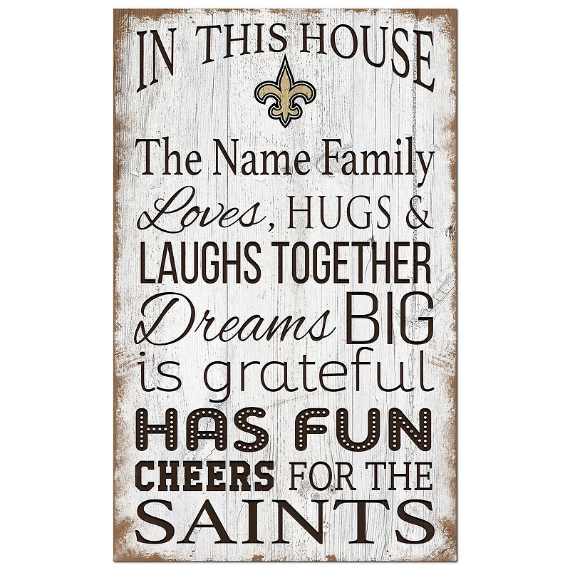 New Orleans Saints Personalized 11" x 19" In This House Sign