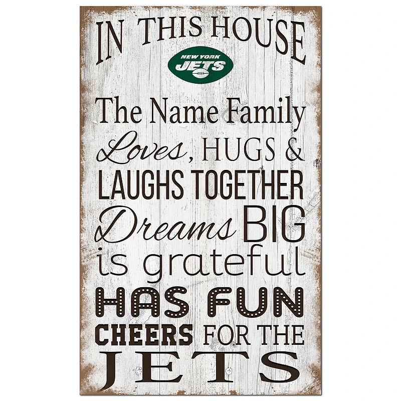 New York Jets Personalized 11" x 19" In This House Sign