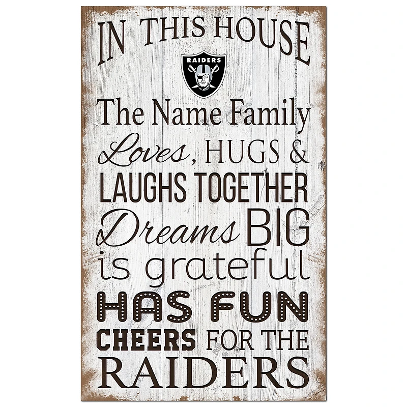 Las Vegas Raiders Personalized 11" x 19" In This House Sign