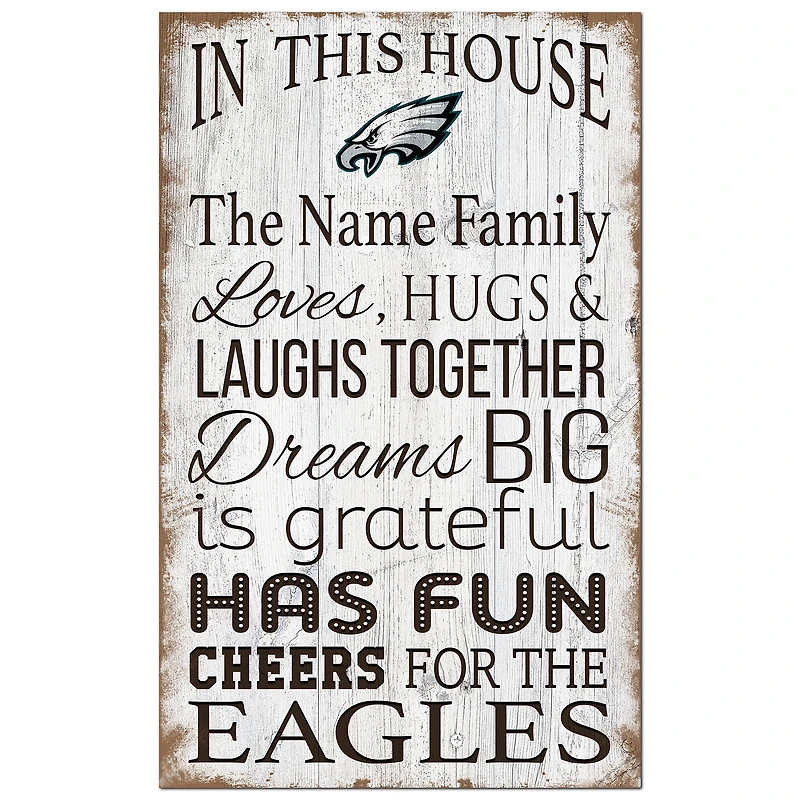 Philadelphia Eagles Personalized 11" x 19" In This House Sign