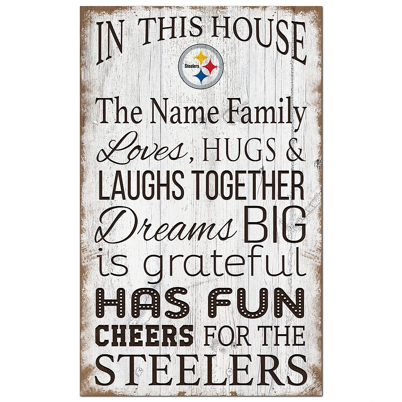 Pittsburgh Steelers Personalized 11" x 19" In This House Sign